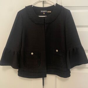 Karl Lagerfeld Black Fringe-Trim Collar Jacket